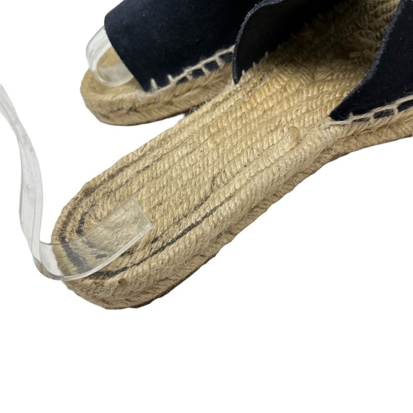 J CREW Genuine Leather Blue Suede Slides Espadrilles Flats Sandals Shoes sz 5 - Picture 13 of 16